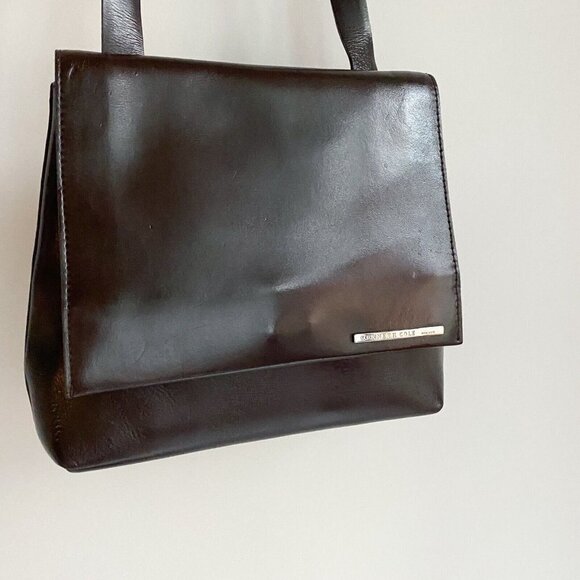 Vintage Kenneth  Cole New York 90s Minimalist Dark Chocolate Brown Shoulder Bag - Picture 3 of 12